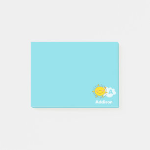 Bloco De Notas O monograma feliz bonito da luz do sol de Kawaii
