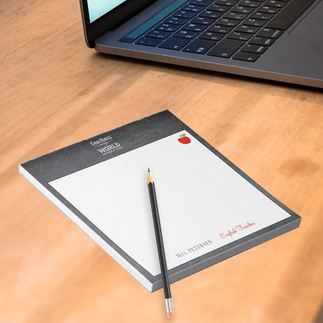 Bloco De Notas O nome do professor cita a apreciação da maçã verm (Criador carregado)