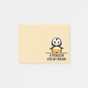 Bloco De Notas O pinguim engraçado comeu meu gráfico do cérebr