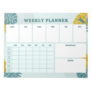 Bloco De Notas O Planador Semanal Verde Colorido Rasga-Se