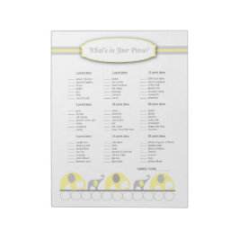 Bloco De Notas O que há no seu jogo de Chá de fraldas Elefante