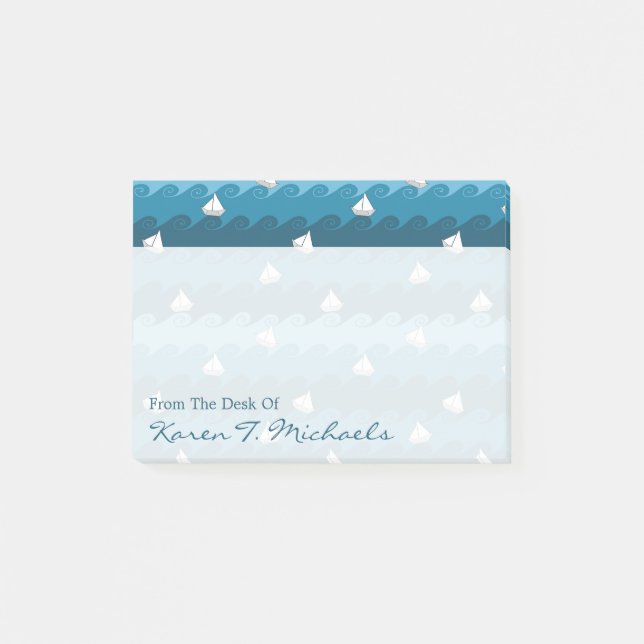 Bloco De Notas O teste padrão de papel | dos barcos adiciona seu (Frente)