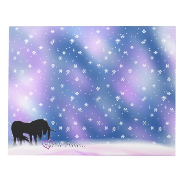 Bloco De Notas O Unicórnio Preto Místico (Deixem-No Neve) (Frente)