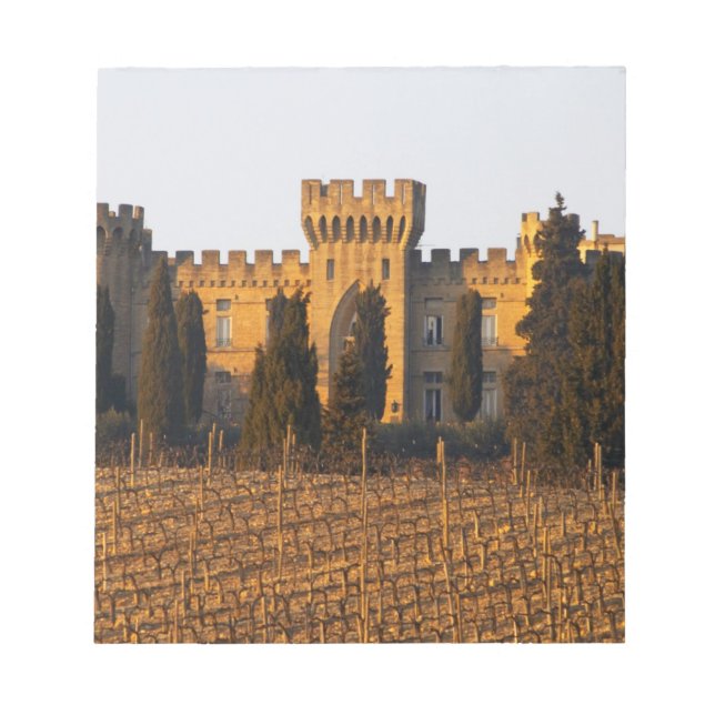Bloco De Notas O vinhedo com videiras syrah e o castelo (Frente)