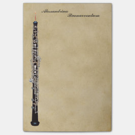 Bloco De Notas Oboe no nome customizável do olhar do pergaminho