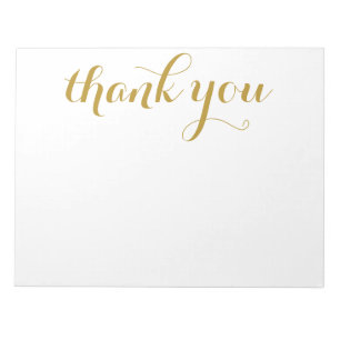 Bloco De Notas Obrigado Impressão de Roteiro Dourado 11 x 8.5