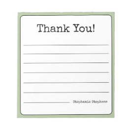 Bloco De Notas Obrigado Retro Verde Sage Seu Nome Linha