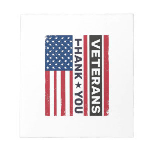 Bloco De Notas Obrigado Veteranos Design de Vetor de Bandeira Ang