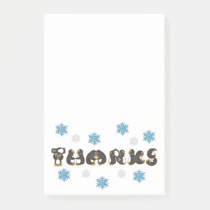 Bloco De Notas OBRIGADOS Winter Snow Penguei Obrigado Postar