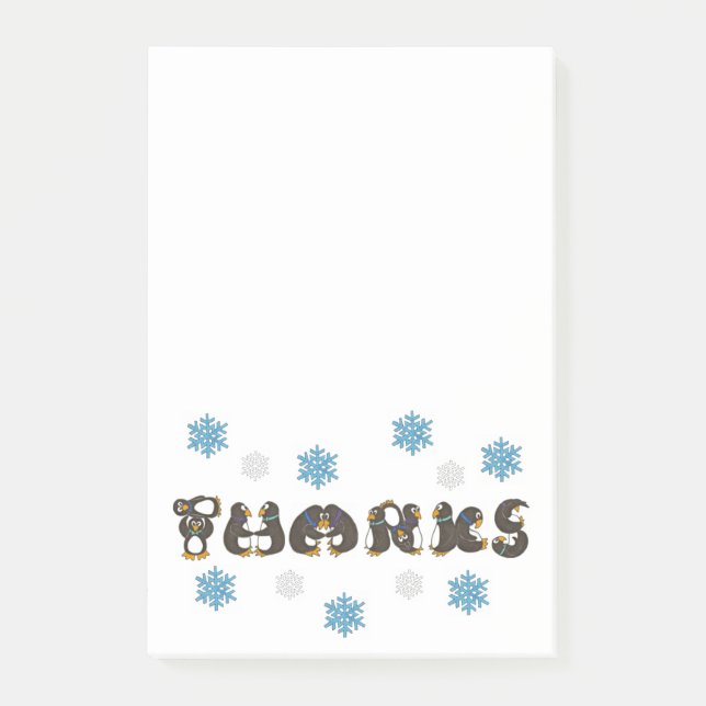 Bloco De Notas OBRIGADOS Winter Snow Penguei Obrigado Postar (Frente)