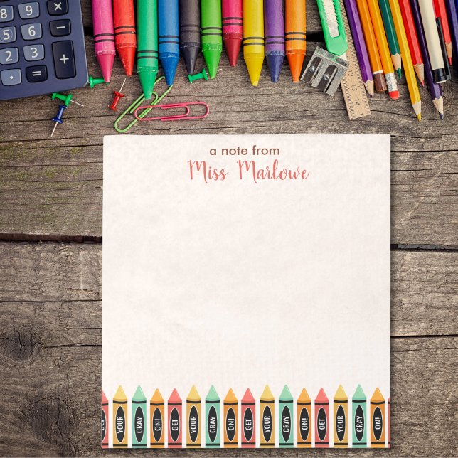 Bloco De Notas Obtenha Sua Cray Na Apreciação Do Professor (Teacher Appreciation Gift Get Your Cray On Personalized Notepad)