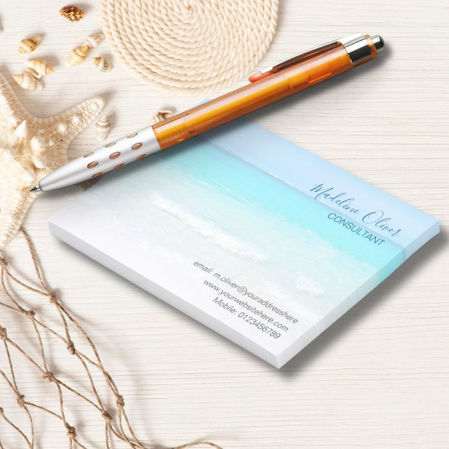 Bloco De Notas Ocean Beach Viagem Aqua Blue Na moda (Criador carregado)