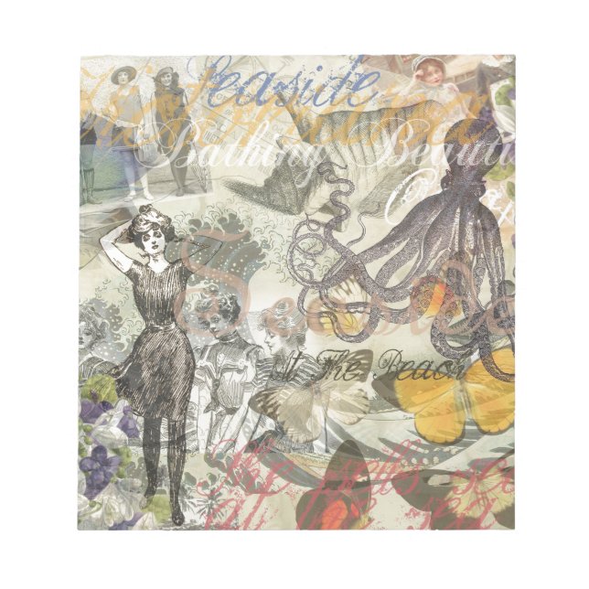 Bloco De Notas Octopus Beach Antique Coastal Steampunk (Frente)