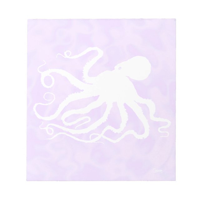 Bloco De Notas Octopus em roxo - Notepad de 5,5" x 6" (Frente)
