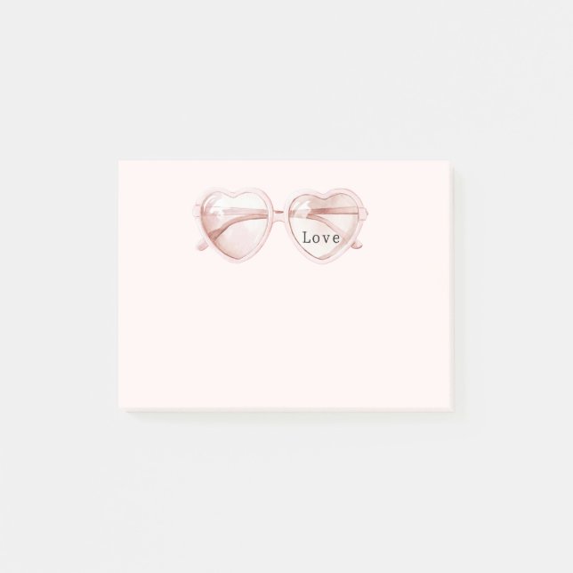 Bloco De Notas Óculos de Coração Rosa Amor (Frente)