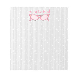 Bloco De Notas Óculos de Gato Cor-de-Rosa - Personalize