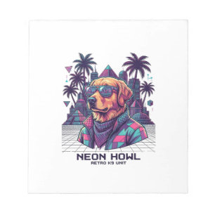 Bloco De Notas Óculos de Sol de Cachorro da Unidade Retro K9 Neon