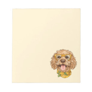 Bloco De Notas Óculos de Sol de Cachorro Goldendoodle Fofos Laran