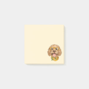 Bloco De Notas Óculos de Sol de Cachorro Goldendoodle Fofos Laran