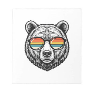 Bloco De Notas Óculos de Sol de Urso Vintage Design Gráfico Vetor