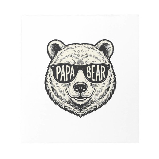 Bloco De Notas Óculos de sol do Papai Urso Cabeça de Urso Design  (Frente)