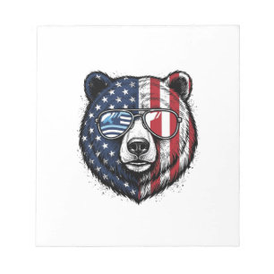 Bloco De Notas Óculos de Sol do Urso Patriota Camisa Vector Vinta