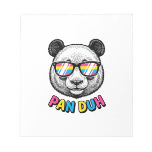 Bloco De Notas Óculos de Sol Panda Divertido Camisa de Gravura Vi