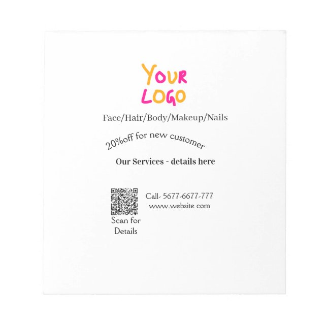 Bloco De Notas oferta de desconto de serviços de salão de massage (Frente)
