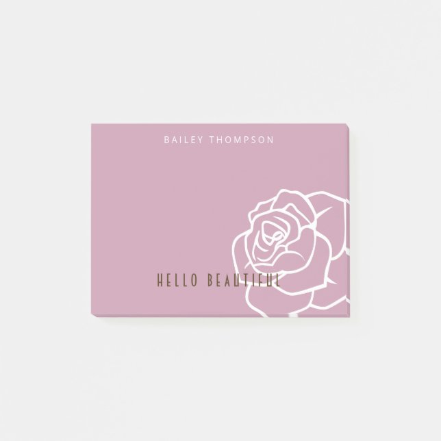 Bloco De Notas Olá Bela - Rosa Rosa Chic Moderno (Frente)