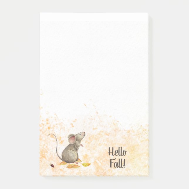Bloco De Notas Olá, Fall Woodland Mouse (Frente)