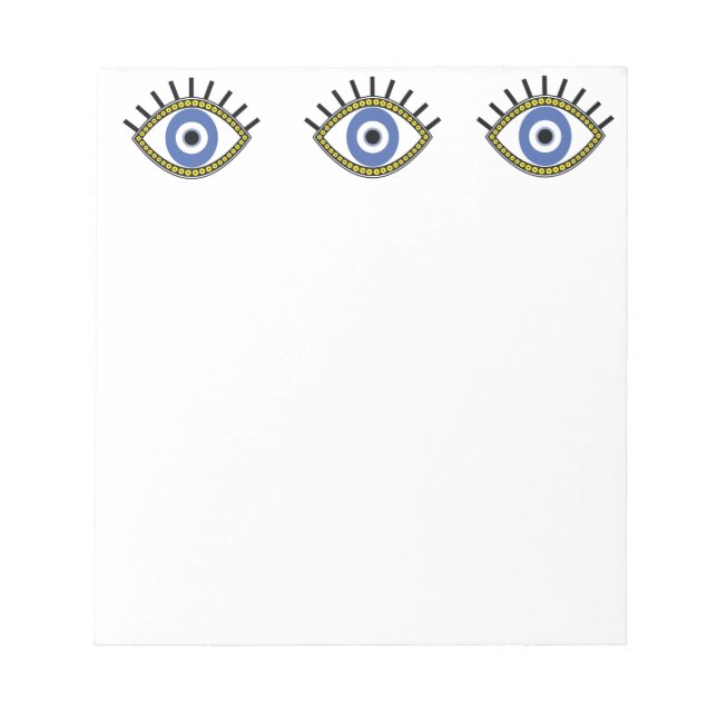 Bloco De Notas Olhos azuis, boa sorte, proteção dos olhos mau (Frente)