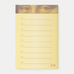 Bloco De Notas Olhos da Mona Lisa & Monograma em Linhas Douradas