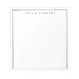 Bloco De Notas Olive Green Minimalist Monogram