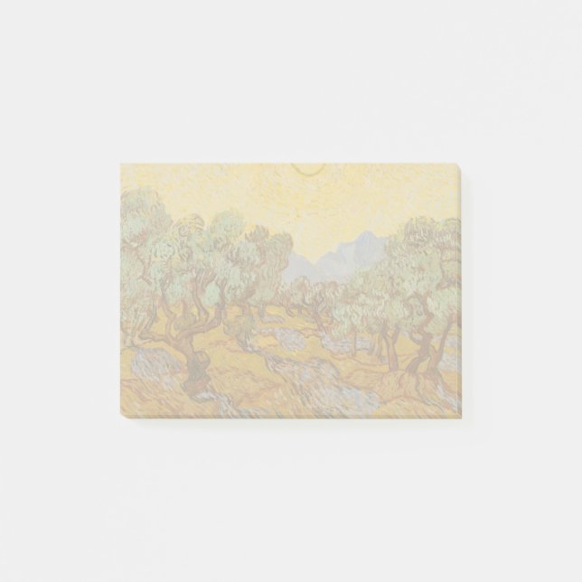 Bloco De Notas Oliveiras de Van Gogh Sol Amarelo Céu (Frente)