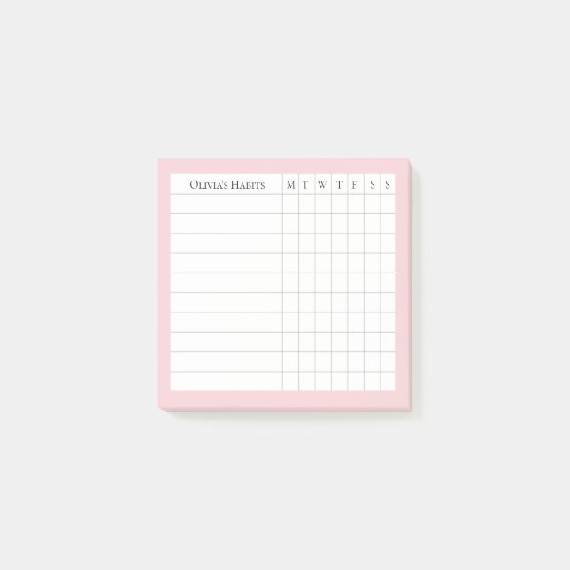 Bloco De Notas Olivia Personalised Habit Tracker em Blush (Frente)