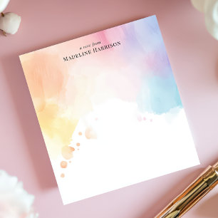 Bloco De Notas Ombre Rainbow Watercolor Wash Nome Personalizado