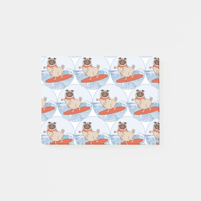 Bloco De Notas Onda montando cachorro feliz no surfboard (Frente)