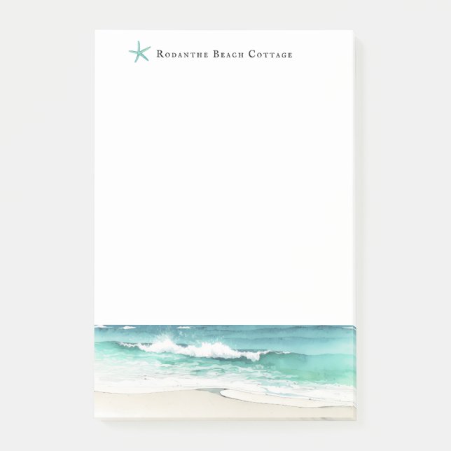 Bloco de notas Ondas do oceano aquarela estrela-do (Frente)