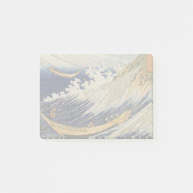 Bloco De Notas Ondas do Oceano de Hokusai Barcos no Mar (Frente)