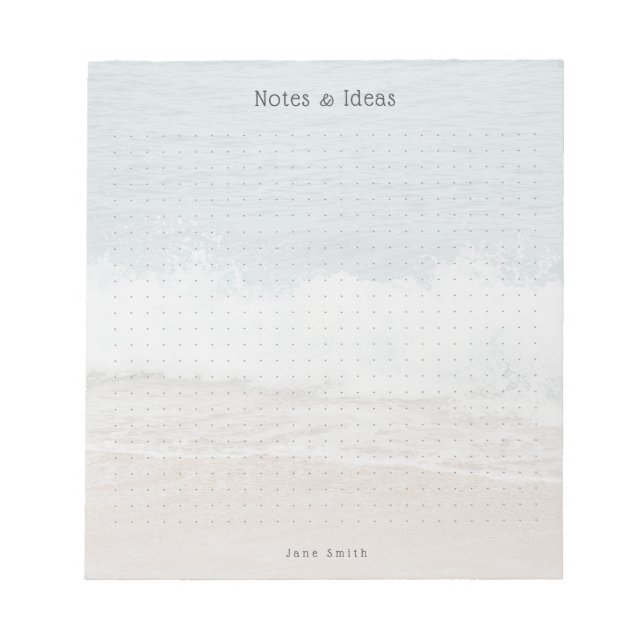 Bloco De Notas Ondas do oceano personalizadas estética ponto Grid (Frente)