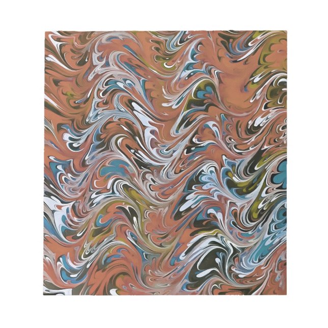 Bloco De Notas Ondas em Abstrato de Arte Vermelha e Azul em Acrír (Frente)