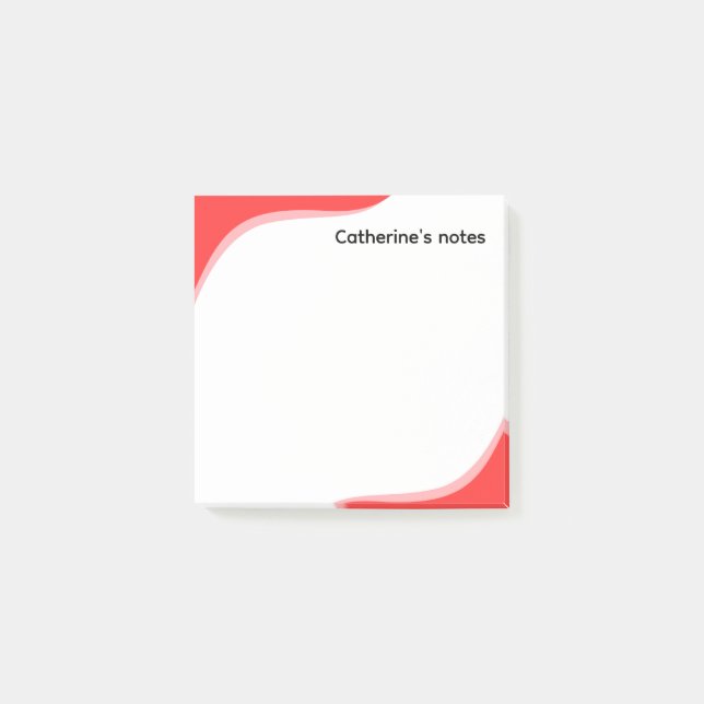 Bloco De Notas Ondas vermelhas e pretas simples personalizáveis (Frente)