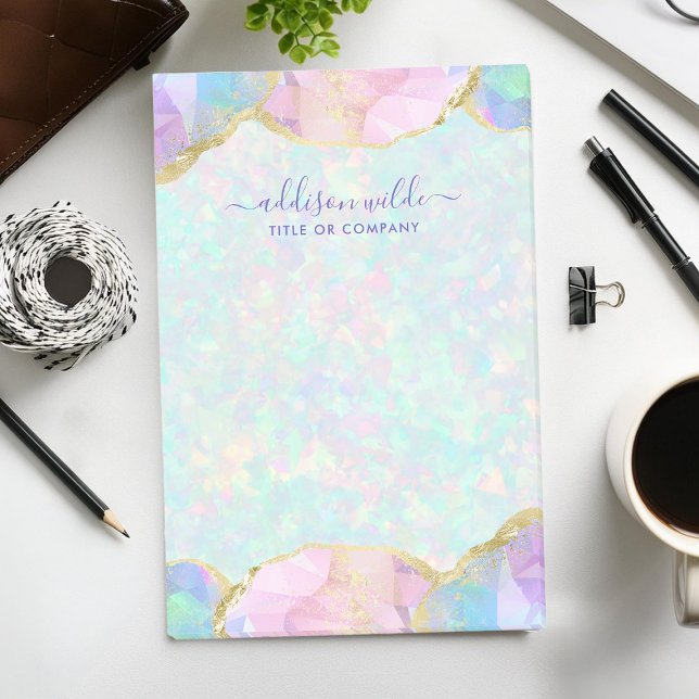 Bloco De Notas Opal Gemstone Pastel Modern Iridescente Business (Criador carregado)