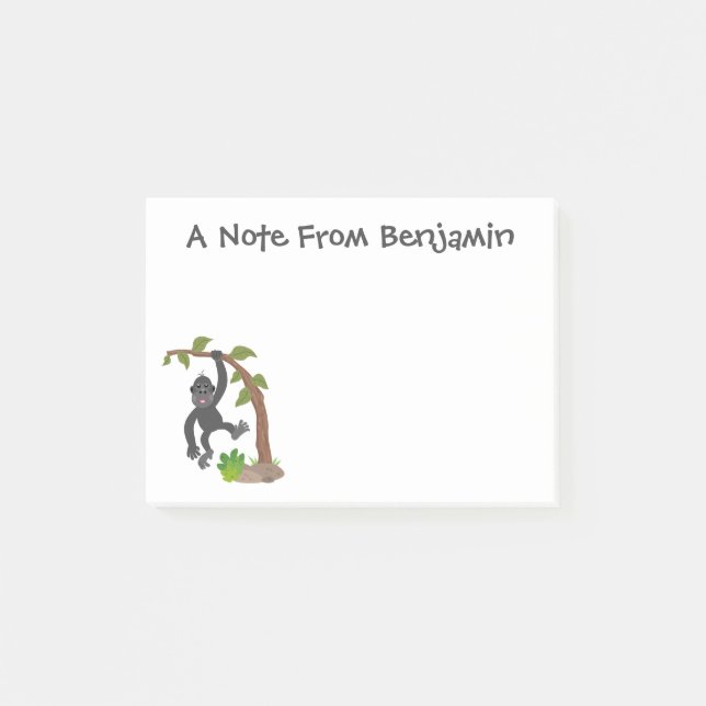 Bloco De Notas Óptica de desenho animado de gorila de bebê feliz (Frente)