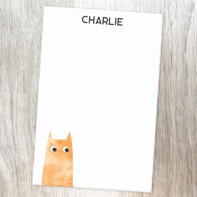 Bloco De Notas Orange Cat Personalizado (Fun personalized custom name orange ginger cat watercolor post it sticky note)