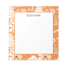 Bloco De Notas Orange Chinoiserie Pagodas