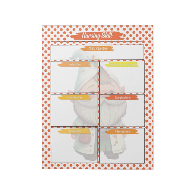 Bloco De Notas Orange Dr Gnome Nursing Student Skills Modelo (Invertido)