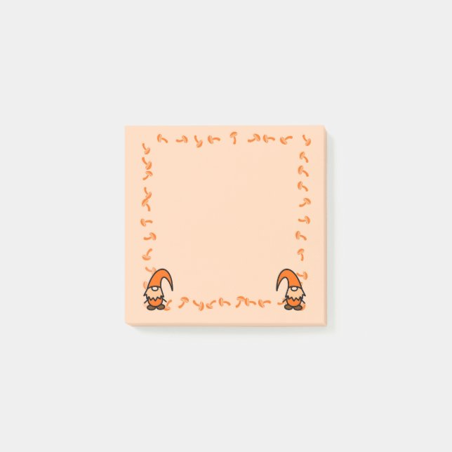 Bloco De Notas Orange Gnomes with Mushrooms Post it Notes (Frente)