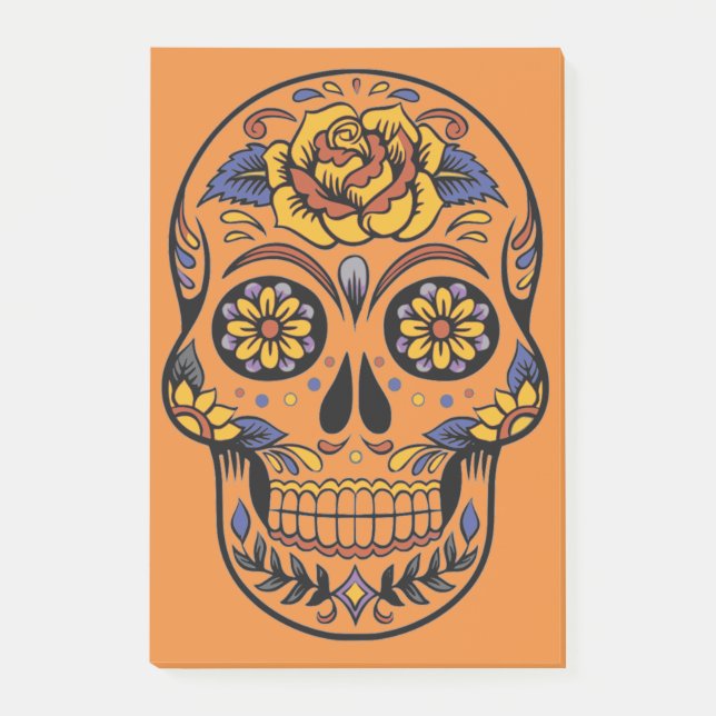 Bloco De Notas Orange Halloween Skull (Frente)