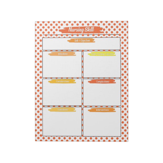 Bloco De Notas Orange Nurting Student Skills Modelo (Invertido)